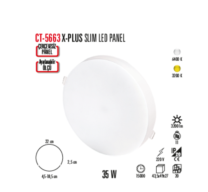 Cata 35W XPlus Ayarlanabilir Sıva Altı Led Panel Aydınlatma ct-5663