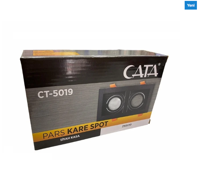 Cata Pars Siyah Kare Alüminyum Dekoratif İkili Spot Kasası CT-5019