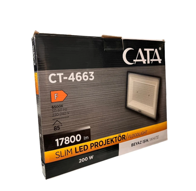 Cata 200w LED Projektör Beyaz Işık 6500k Platinium 17800 Lümen CT-4663