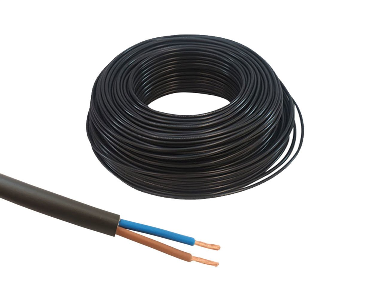 2x1 mm² TTR Kablo Beyaz/Siyah Renk H05VV-F Tam Bakır - 100 Metre