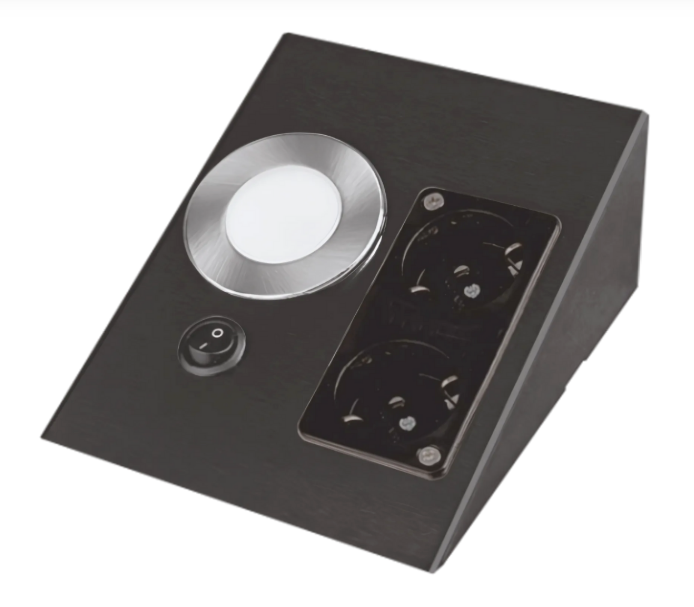 Cata Çift Prizli Tezgah Aydınlatma Spot Armatürü Siyah Kasa ct-5110